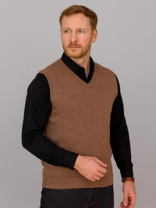 BFY Solid V Neck Formal Men Beige Sweater