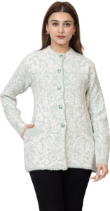 FASHSTORE Floral Print Round Neck Casual Women Green Sweater