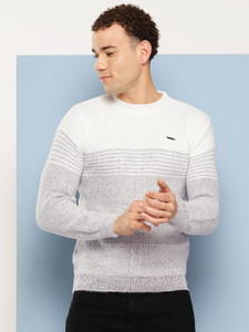 Roadster Solid Round Neck Casual Men Grey Sweater