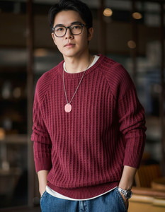 FREAKS Self Design Round Neck Casual Men Maroon Sweater
