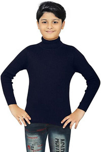 THE LITTLE BOY Solid High Neck Casual Boys Black Sweater