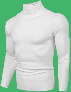 Starvy Self Design High Neck Casual Men White Sweater