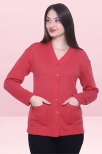 S.L. Madhok Solid V Neck Casual Women Pink Sweater