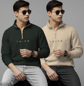 TRIPR Full Sleeve Solid Men Sweatshirt