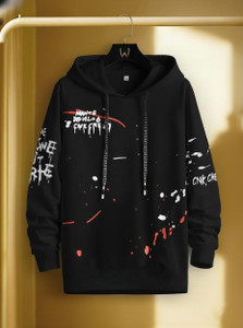 Try This Printed Men Hooded Neck Black T-Shirt