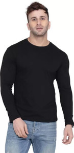 Hannman Trends Solid Men Round Neck Black T-Shirt