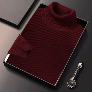 FREAKS Self Design High Neck Casual Men Maroon Sweater