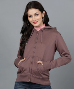 Alan Jones Full Sleeve Solid Women Sweatshirt
