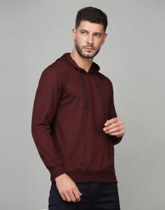 METRONAUT Hooded Neck Full Sleeve Solid Men Sweatshirt