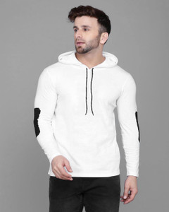 PARA HILLS Solid Men Hooded Neck White T-Shirt