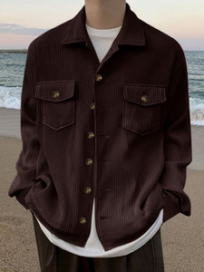 EyeBogler Men Self Design Casual Brown Shirt