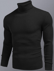 GARBLY Self Design Men High Neck Black T-Shirt