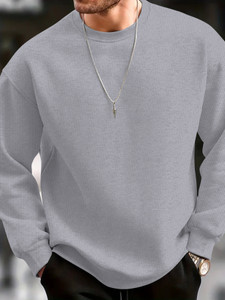 MAKEMODE Full Sleeve Solid Men Sweatshirt