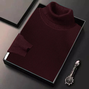FASHLOOK Solid High Neck Casual Men Maroon Sweater