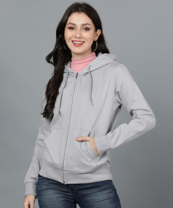 Alan Jones Full Sleeve Solid Women Sweatshirt