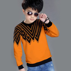 SUPERSQUAD Boys Typography, Printed, Self Design, Chevron/Zig Zag, Colorblock, Abstract Pure Cotton Slim T Shirt