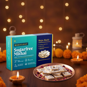 Magic Leaf Sugar Free Kaju Katli Dessert, Freshly Made Mithai Natural Sweetened with Stevia Box