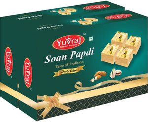 Yuvraj Food Product Desi Ghee soan papadi sweet Combo pack of 2 ( 400 gm x 2 ) Box
