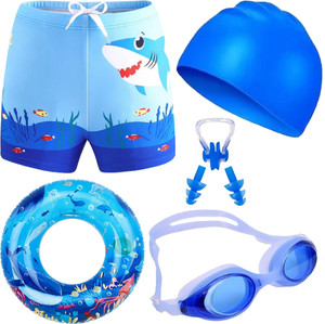 Lebami Boys 1 Swimming Short, 1 Anti Fog Goggle, Swim Ring, Cap, 1 NoseClip & 2 EarPlug Printed Boys Swimsuit