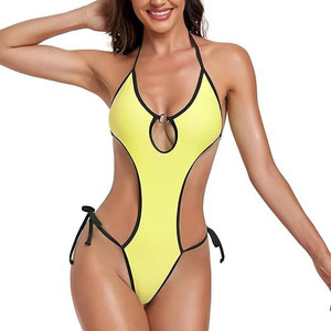 DADDY COME Solid, Self Design Women Swimsuit
