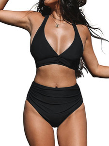 C4D ALG-026-BLK_M Solid Women Swimsuit