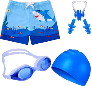 JMT Wear Boy 1 Swimming Shorts, 1 Goggles, Cap 1 Nose Clip 2 Ear Plugs Printed Boys Swimsuit