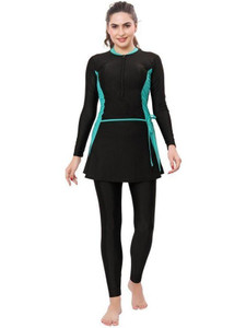 Bosky Two Piece Swimming Dress for Women Frock Style Suit Self Design Women Swimsuit