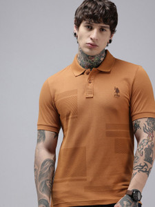 U.S. POLO ASSN. Solid Men Polo Neck Brown T-Shirt