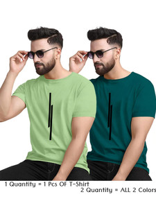 KAJARU Printed Men Round Neck Green, Light Green T-Shirt