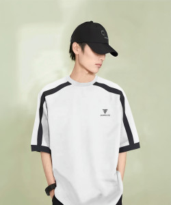 Jump Cuts Solid Men Round Neck White T-Shirt