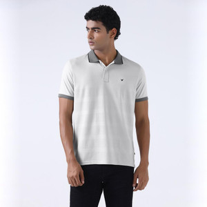 Blackberrys Self Design Men Polo Neck Grey T-Shirt