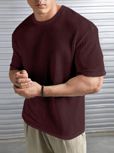LEWEL Men Round Neck Brown T-Shirt - Image 3