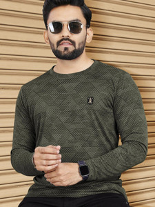 VeBNoR Abstract Men Round Neck Green T-Shirt