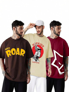 Leotude Printed Men Round Neck Multicolor T-Shirt