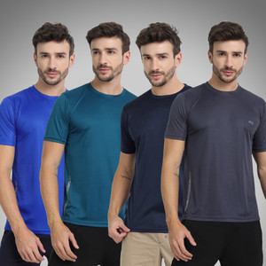 FTX Solid Men Round Neck Multicolor T-Shirt