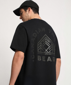 THE BEAR HOUSE Graphic Print Men Round Neck Black T-Shirt