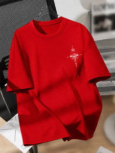 annnackel Graphic Print Men Round Neck Red T-Shirt