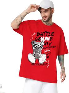 Leotude Printed Men Round Neck Red T-Shirt - Image 5