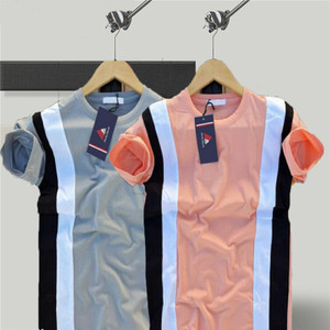 Try This Self Design Men Round Neck Pink, Grey T-Shirt