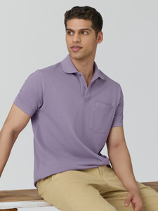 XYXX Solid Men Polo Neck Purple T-Shirt