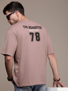 Roadster Typography Men Round Neck Purple T-Shirt