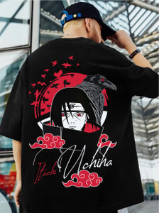 ZEN1FASHION Printed Men Round Neck Black T-Shirt