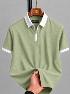 COMBRAIDED Men Polo Neck Light Green T-Shirt - Image 6