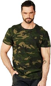 Leotude Military Camouflage Men Round Neck Multicolor T-Shirt