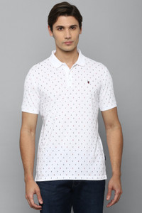LOUIS PHILIPPE Printed Men Polo Neck White T-Shirt