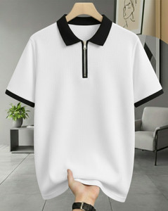 AUSK Printed Men Polo Neck White, Multicolor T-Shirt