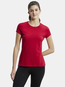 JOCKEY Solid Women Round Neck Red T-Shirt