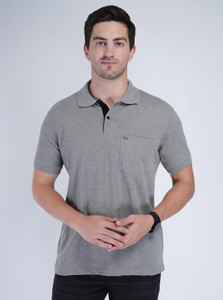 Polo Plus Solid Men Polo Neck Grey T-Shirt