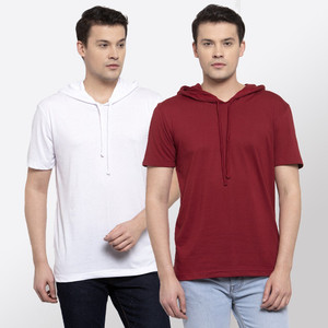 FRISKERS Solid Men Hooded Neck Multicolor T-Shirt