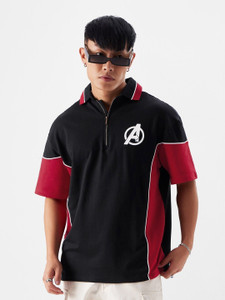 Dattebayo Men Black, Red Polo Neck T-Shirt - Image 6